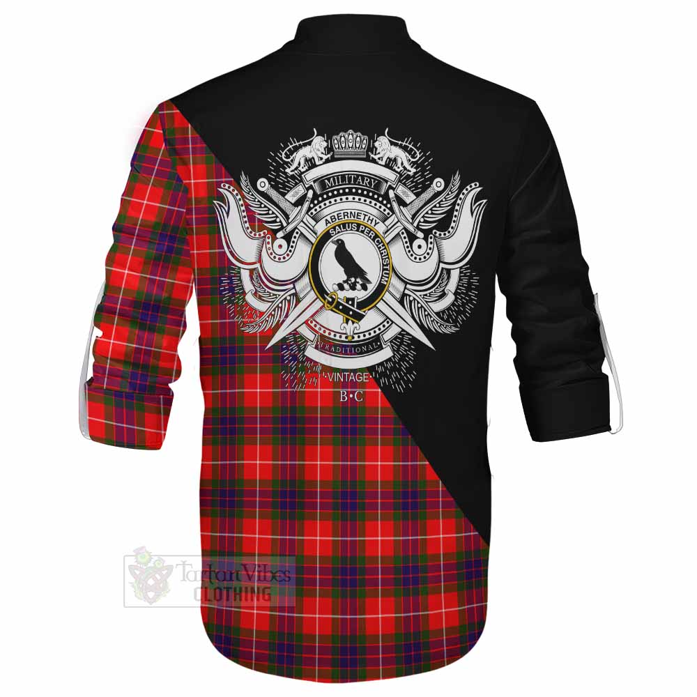 Tartan Vibes Clothing Abernethy Tartan Ghillie Kilt Shirt with Family Crest and Military Logo Style