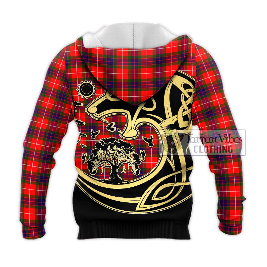 Abernethy Tartan Knitted Hoodie with Family Crest Celtic Wolf Style - Tartan Vibes Clothing