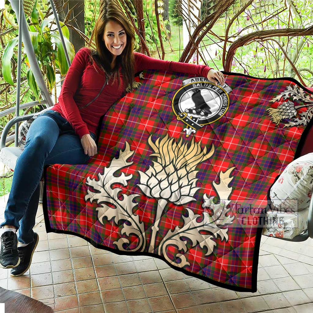 Tartan Vibes Clothing Abernethy Tartan Quilt with Family Crest and Golden Thistle Style