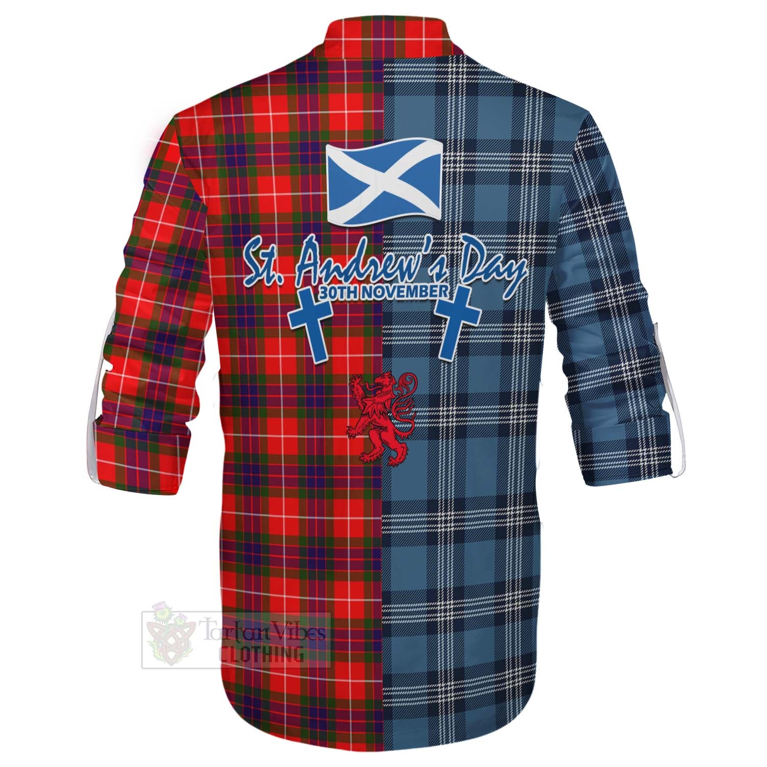 Tartan Vibes Clothing Abernethy Tartan Ghillie Kilt Shirt Happy St. Andrew's Day Half Tartan Style