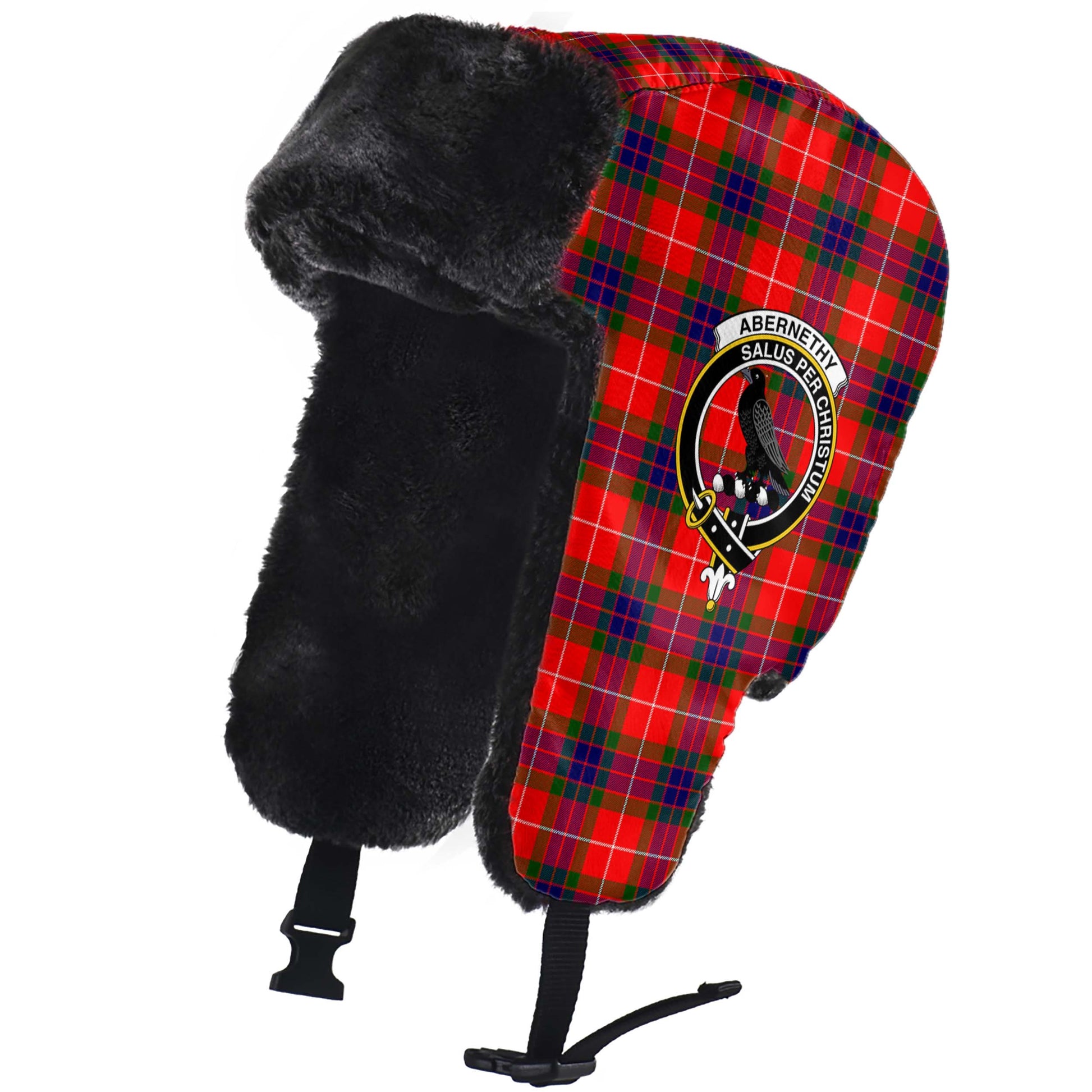 Abernethy Tartan Winter Trapper Hat with Family Crest - Tartanvibesclothing