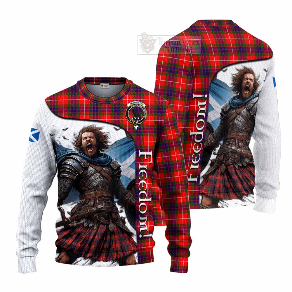 Tartan Vibes Clothing Abernethy Crest Tartan Knitted Sweater Inspired by the Freedom of Scottish Warrior