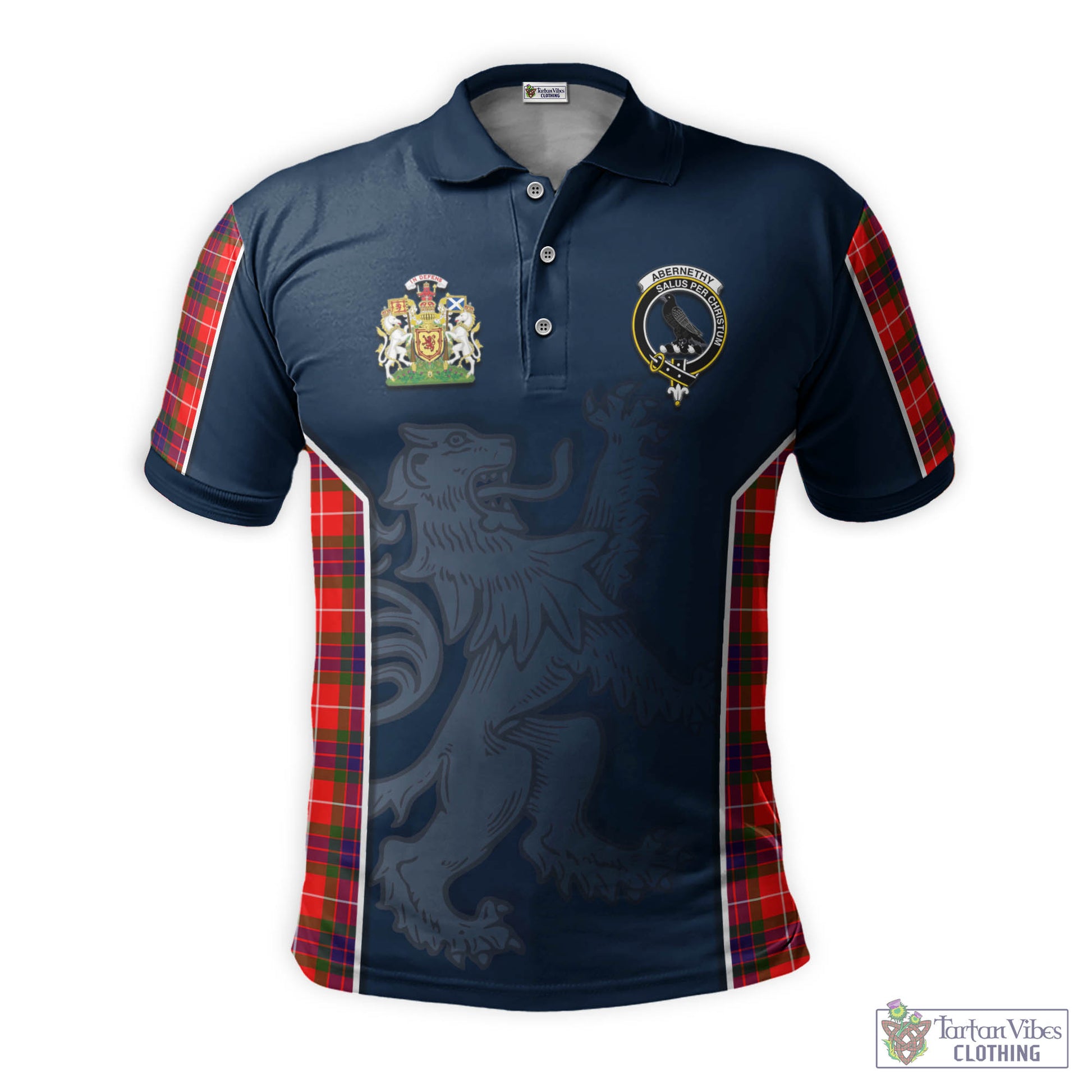 Tartan Vibes Clothing Abernethy Tartan Men's Polo Shirt with Family Crest and Lion Rampant Vibes Sport Style