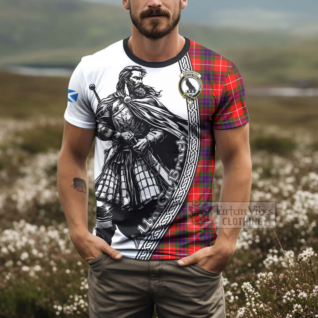 Tartan Vibes Clothing Abernethy Tartan Clan Crest T-Shirt with Highlander Warrior Celtic Style