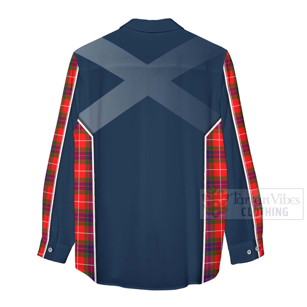 Tartan Vibes Clothing Abernethy Tartan Women's Casual Shirt with Family Crest and Scottish Thistle Vibes Sport Style