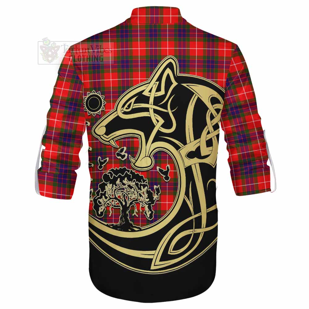 Tartan Vibes Clothing Abernethy Tartan Ghillie Kilt Shirt with Family Crest Celtic Wolf Style