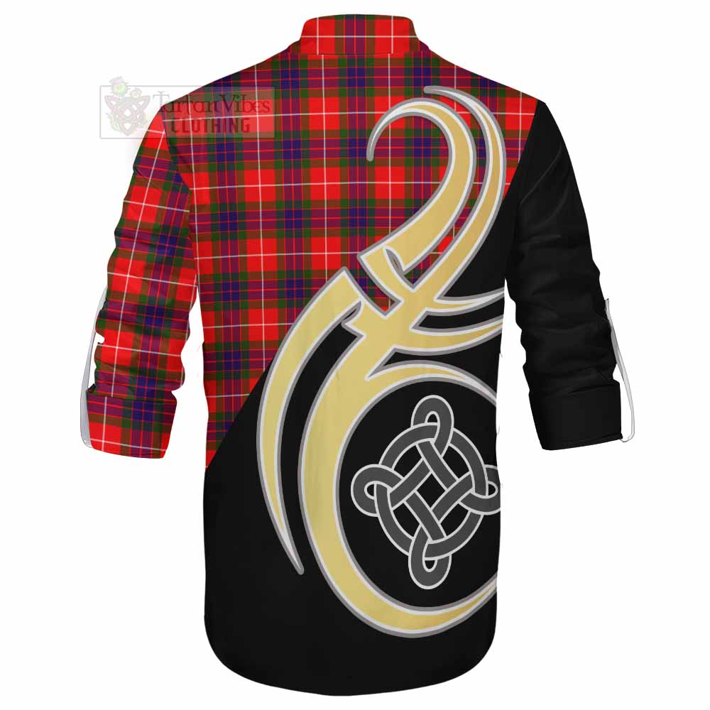 Tartan Vibes Clothing Abernethy Tartan Ghillie Kilt Shirt with Family Crest and Celtic Symbol Style