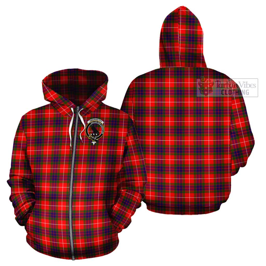 Abernethy Tartan Cotton Hoodie with Family Crest Zip Hoodie - Tartan Vibes Clothing