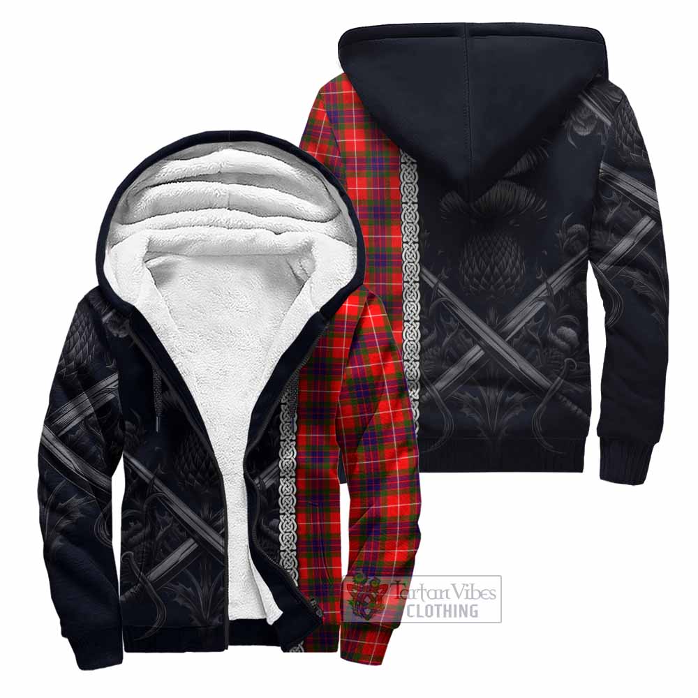 Abernethy Tartan Sherpa Hoodie with Family Crest Cross Sword Thistle Celtic Vibes Unisex - Tartan Vibes Clothing