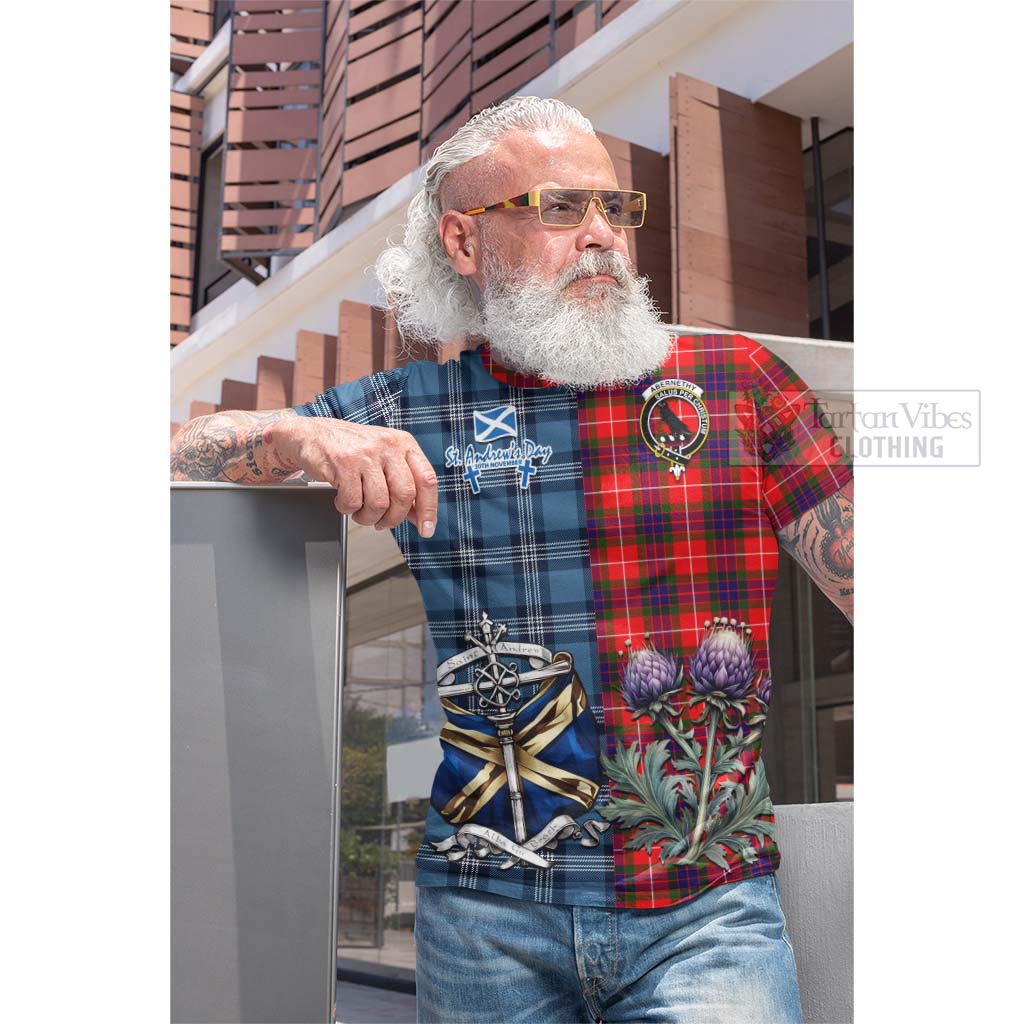 Tartan Vibes Clothing Abernethy Tartan Cotton T-shirt Happy St. Andrew's Day Half Tartan Style