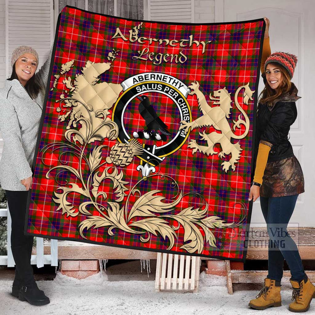 Tartan Vibes Clothing Abernethy Tartan Quilt with Family Crest and Scottish Symbol Style