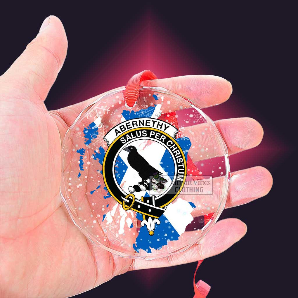 Tartan Vibes Clothing Abernethy Clan Crest Christmas Glass Ornament with Scotland Map