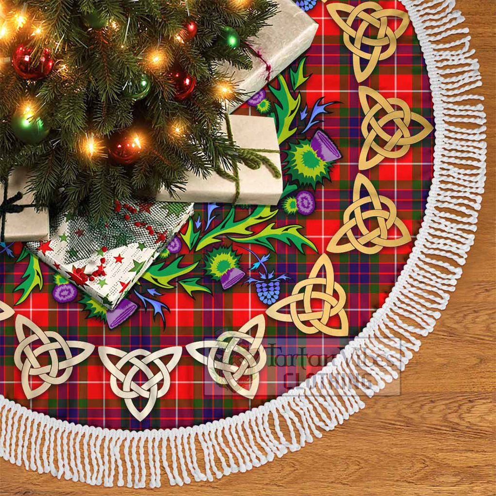 Tartan Vibes Clothing Abernethy Tartan Christmas Tree Skirt with Thistle Celtic Knot Style