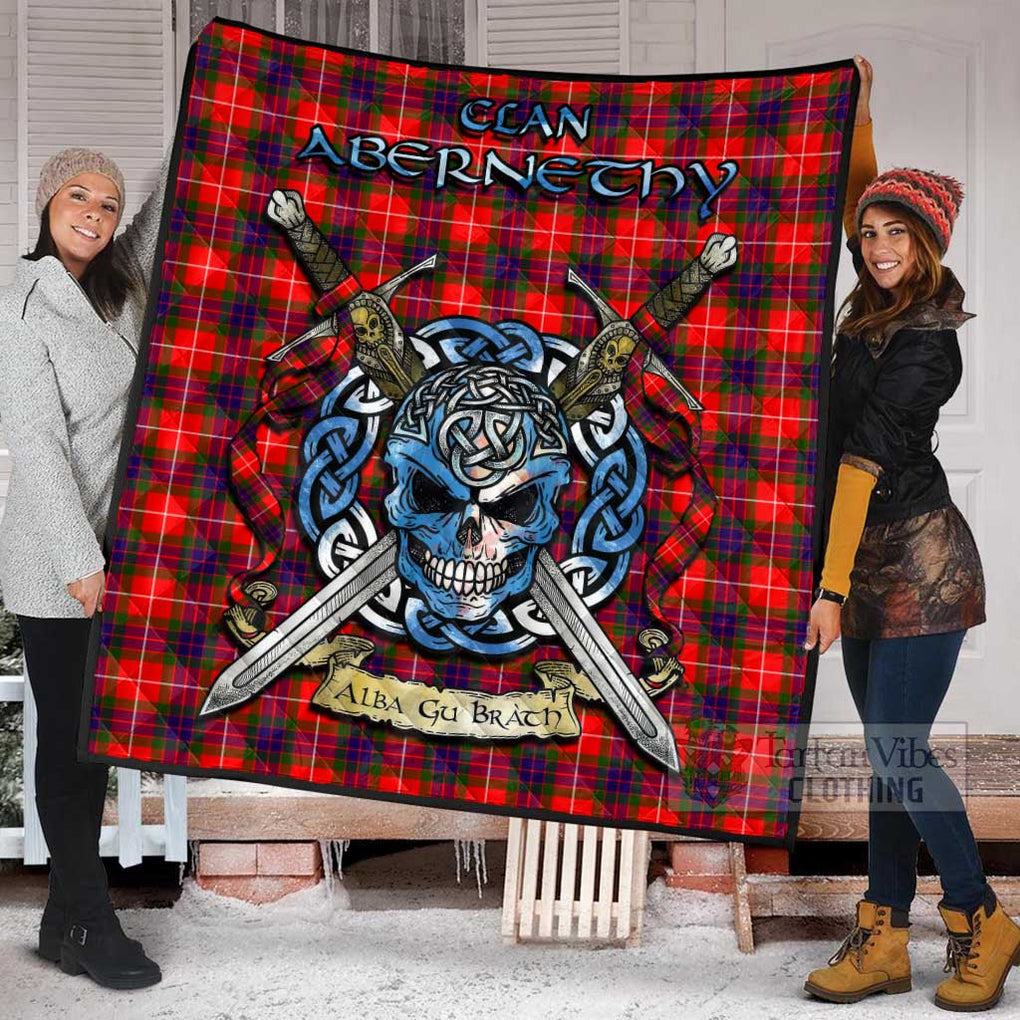 Tartan Vibes Clothing Abernethy Tartan Quilt with Celtic Skull Alba Gu Brath Style