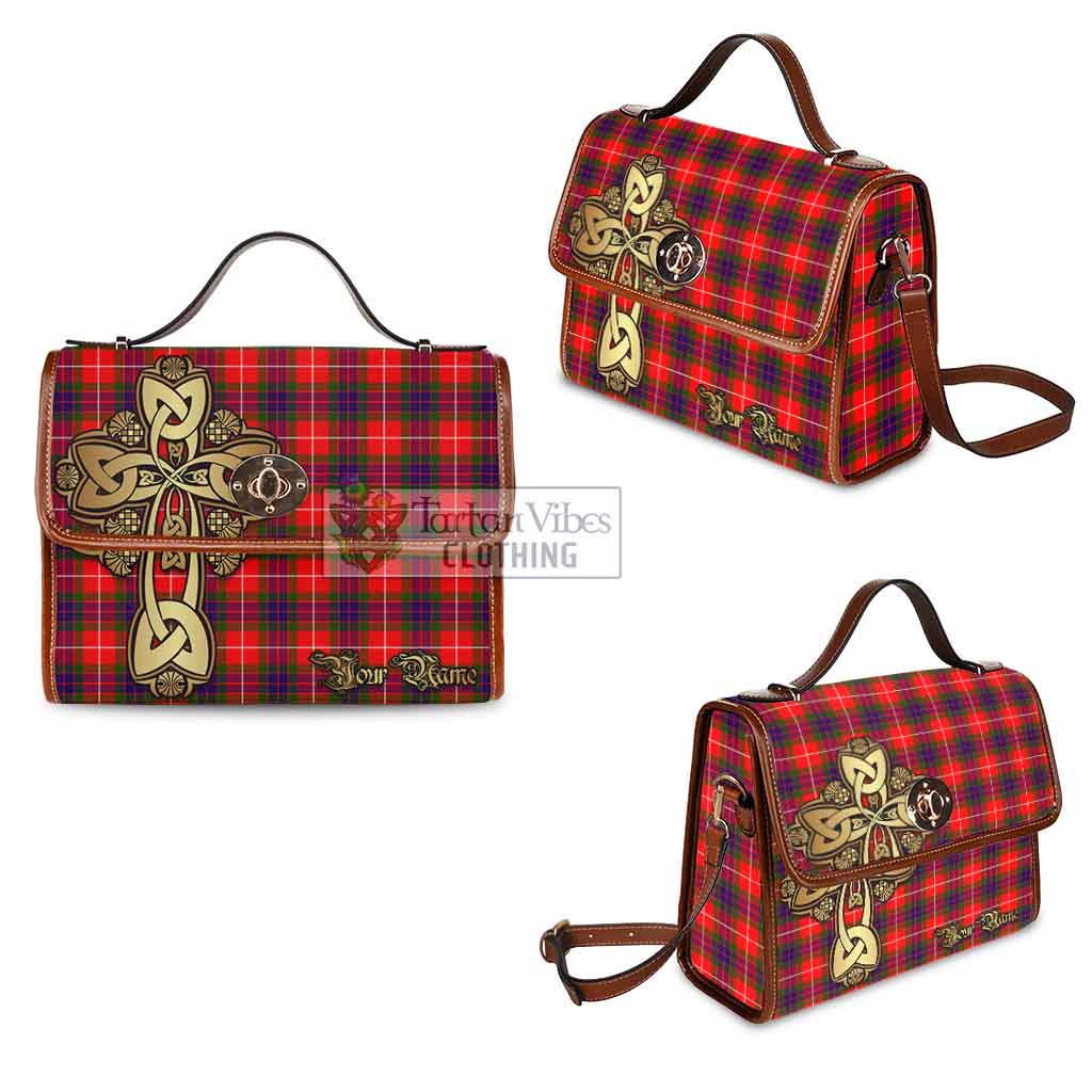 Tartan Vibes Clothing Abernethy Tartan Waterproof Canvas Bag Golden Thistle Celtic Cross Style