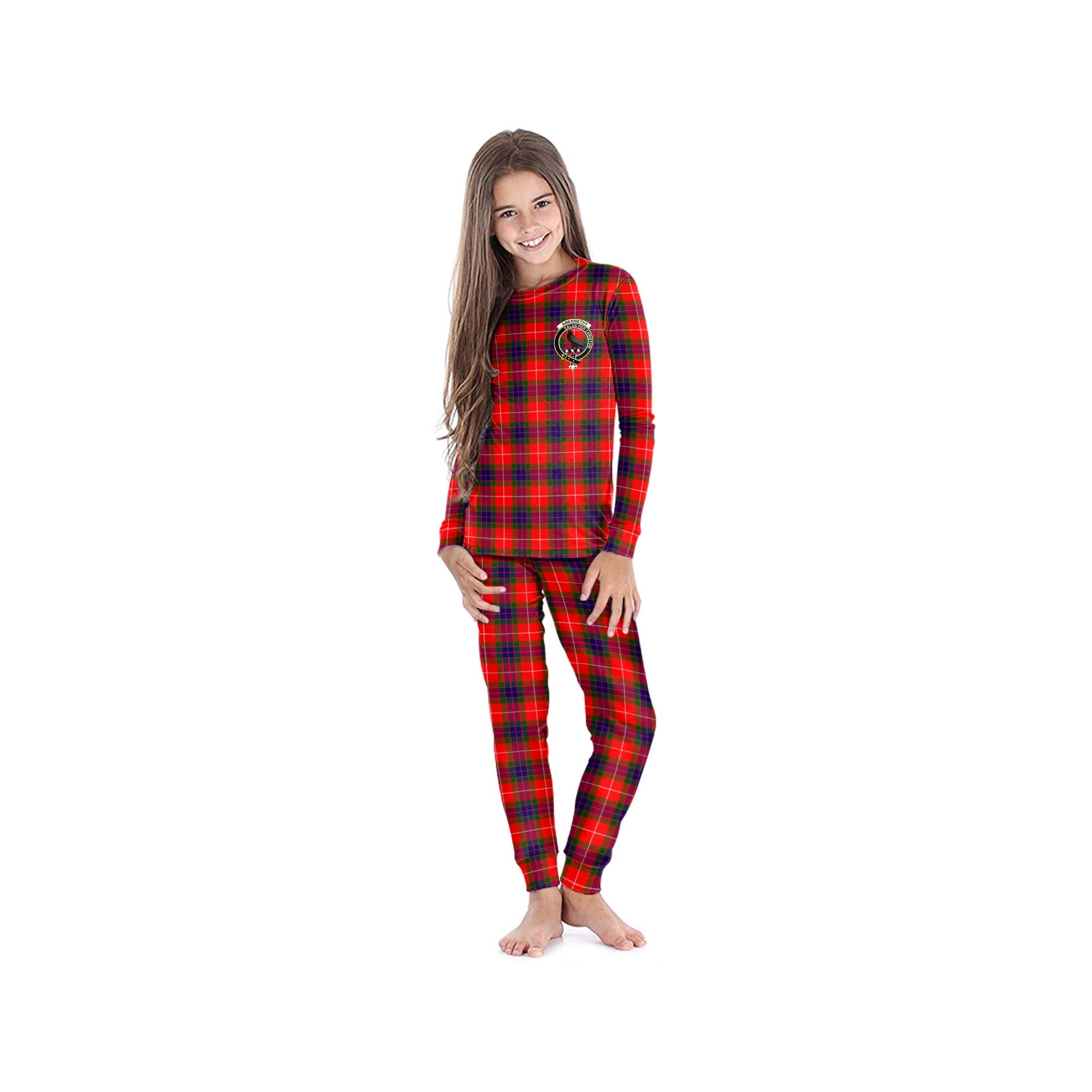 Abernethy Tartan Pajamas Family Set with Family Crest - Tartan Vibes Clothing