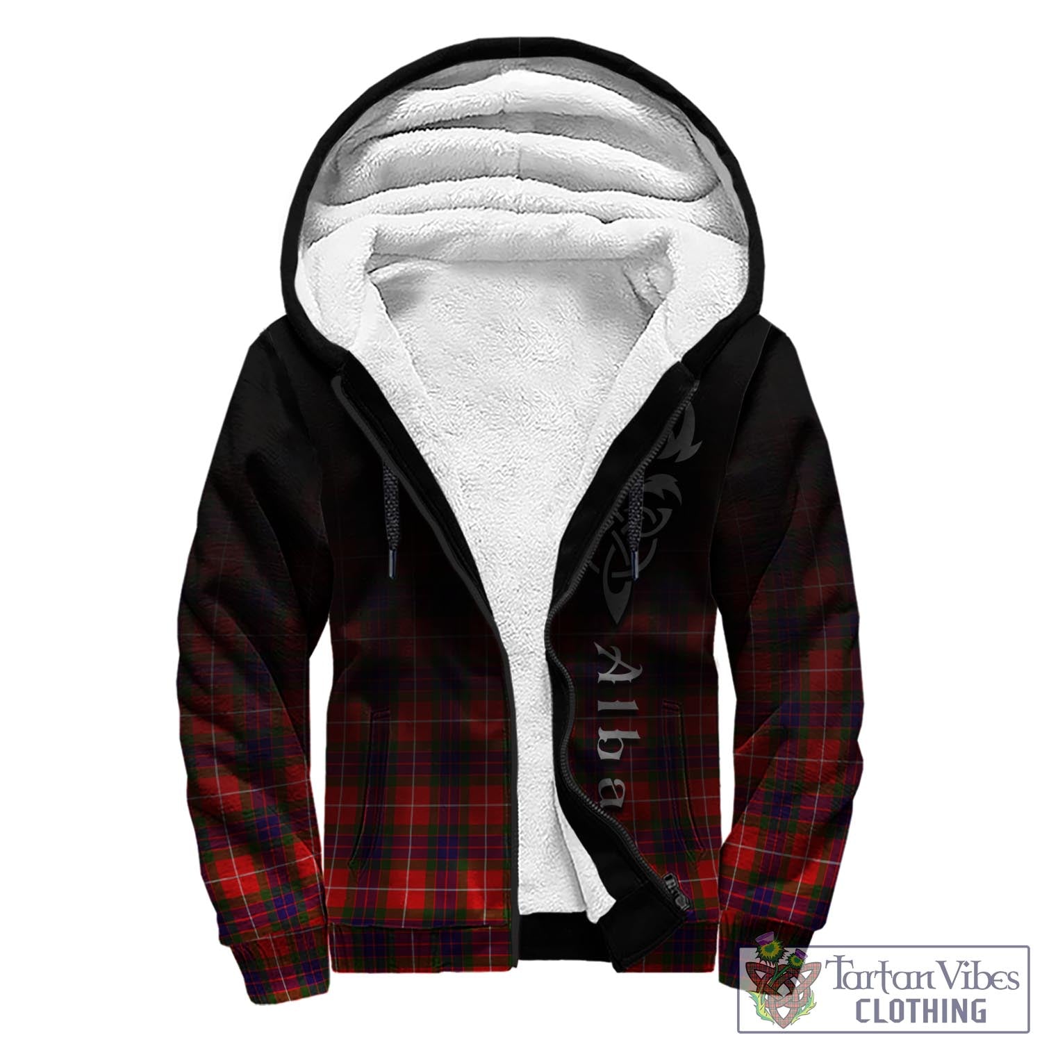 Tartan Vibes Clothing Abernethy Tartan Sherpa Hoodie Featuring Alba Gu Brath Family Crest Celtic Inspired