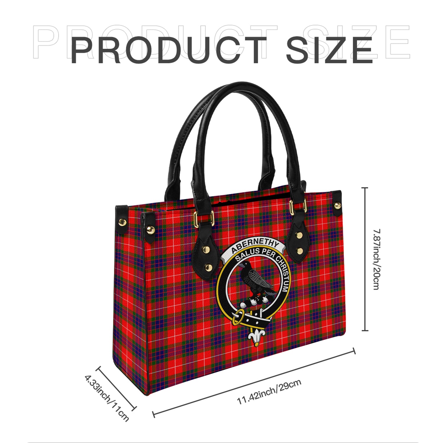 Abernethy Tartan Leather Bag with Family Crest - Tartanvibesclothing