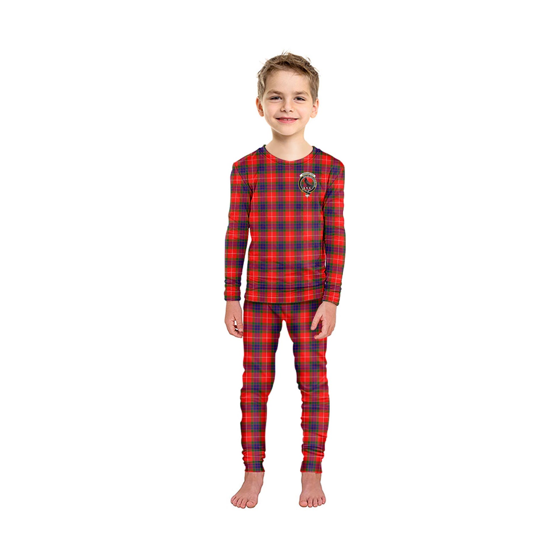 Abernethy Tartan Pajamas Family Set with Family Crest - Tartan Vibes Clothing