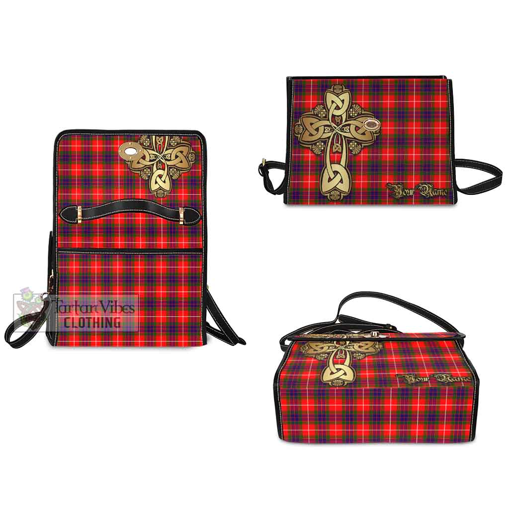 Tartan Vibes Clothing Abernethy Tartan Waterproof Canvas Bag Golden Thistle Celtic Cross Style