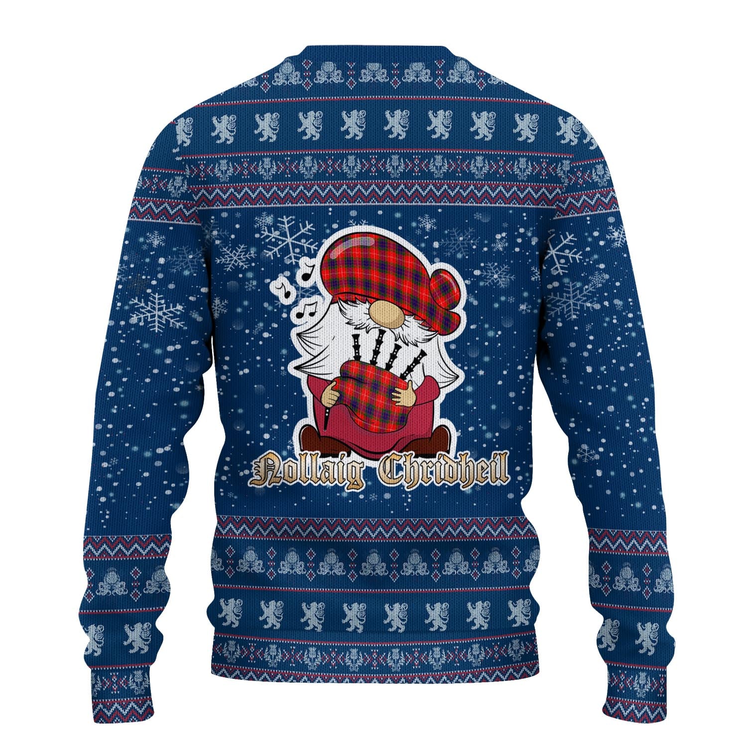 Abernethy Clan Christmas Family Knitted Sweater with Funny Gnome Playing Bagpipes - Tartanvibesclothing