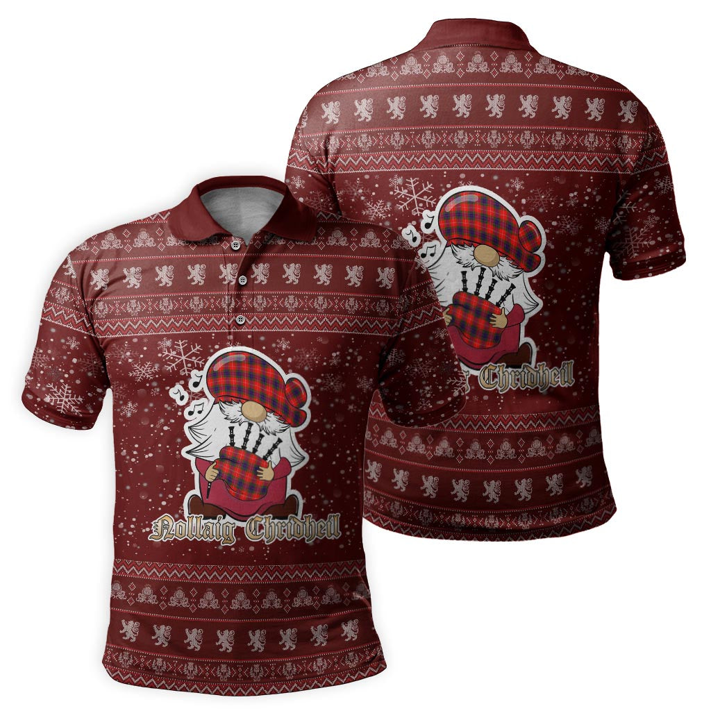 Abernethy Clan Christmas Family Polo Shirt with Funny Gnome Playing Bagpipes - Tartanvibesclothing