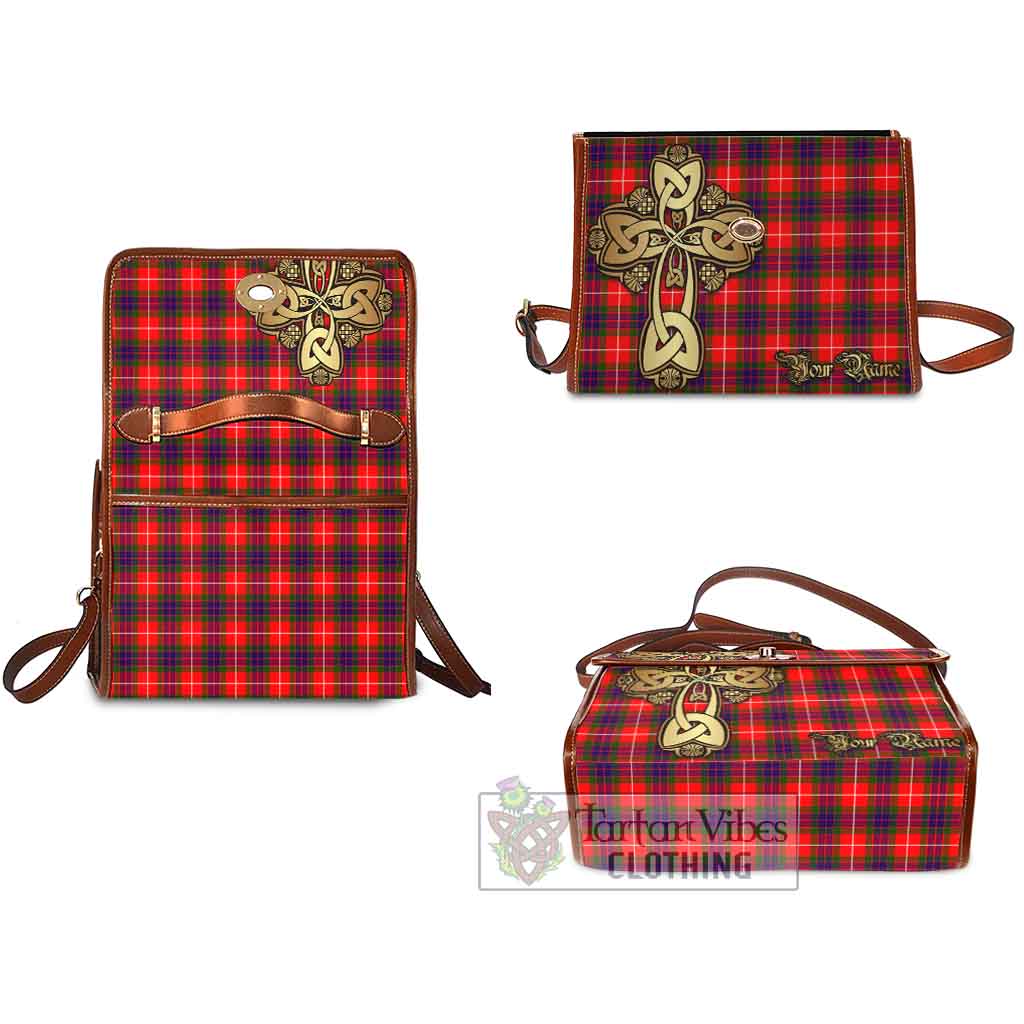 Tartan Vibes Clothing Abernethy Tartan Waterproof Canvas Bag Golden Thistle Celtic Cross Style