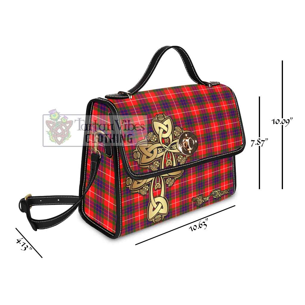 Tartan Vibes Clothing Abernethy Tartan Waterproof Canvas Bag Golden Thistle Celtic Cross Style