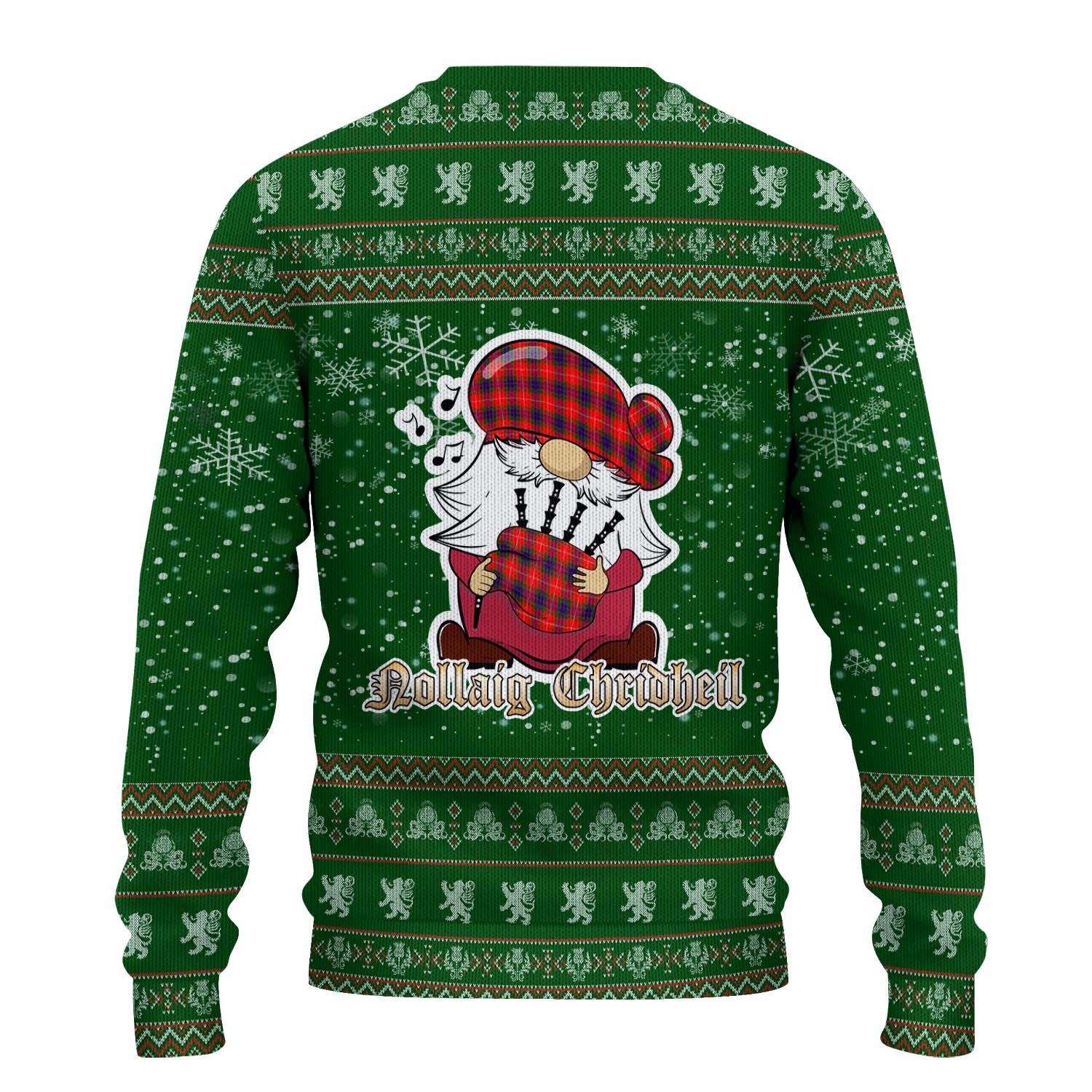 Abernethy Clan Christmas Family Knitted Sweater with Funny Gnome Playing Bagpipes - Tartanvibesclothing