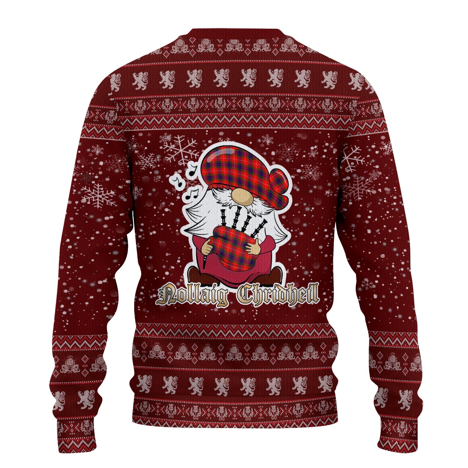 Abernethy Clan Christmas Family Knitted Sweater with Funny Gnome Playing Bagpipes - Tartanvibesclothing