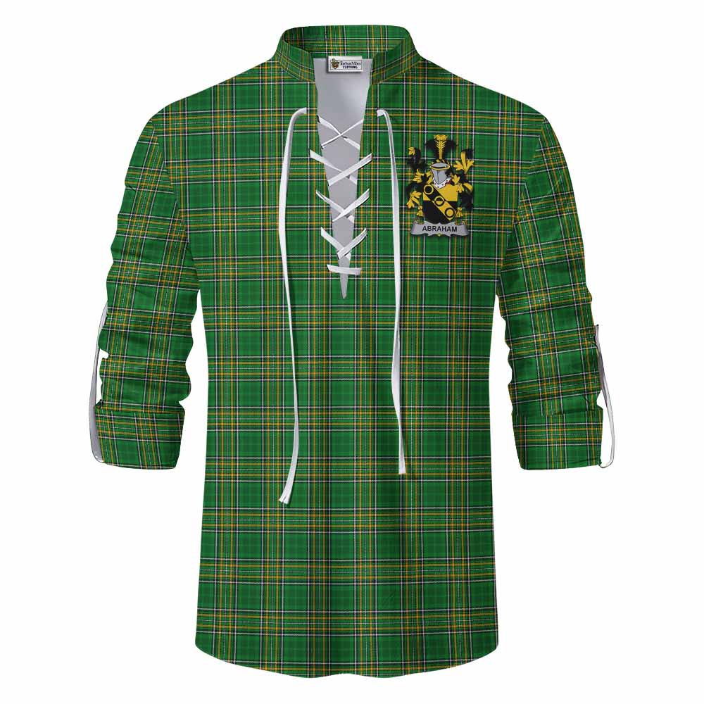 Tartan Vibes Clothing Abraham Irish Clan Tartan Ghillie Kilt Shirt with Coat of Arms