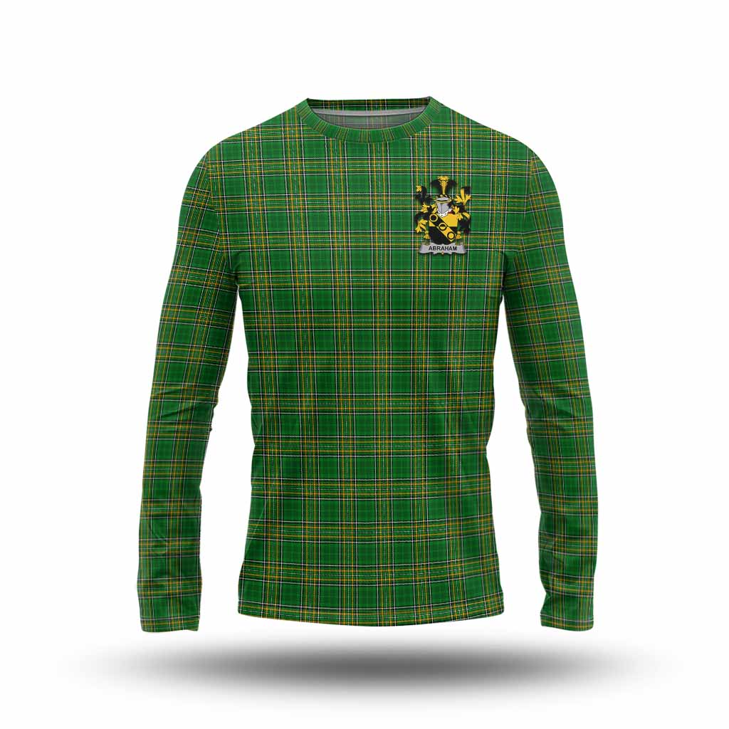 Tartan Vibes Clothing Abraham Irish Clan Tartan Long Sleeve T-Shirt with Coat of Arms