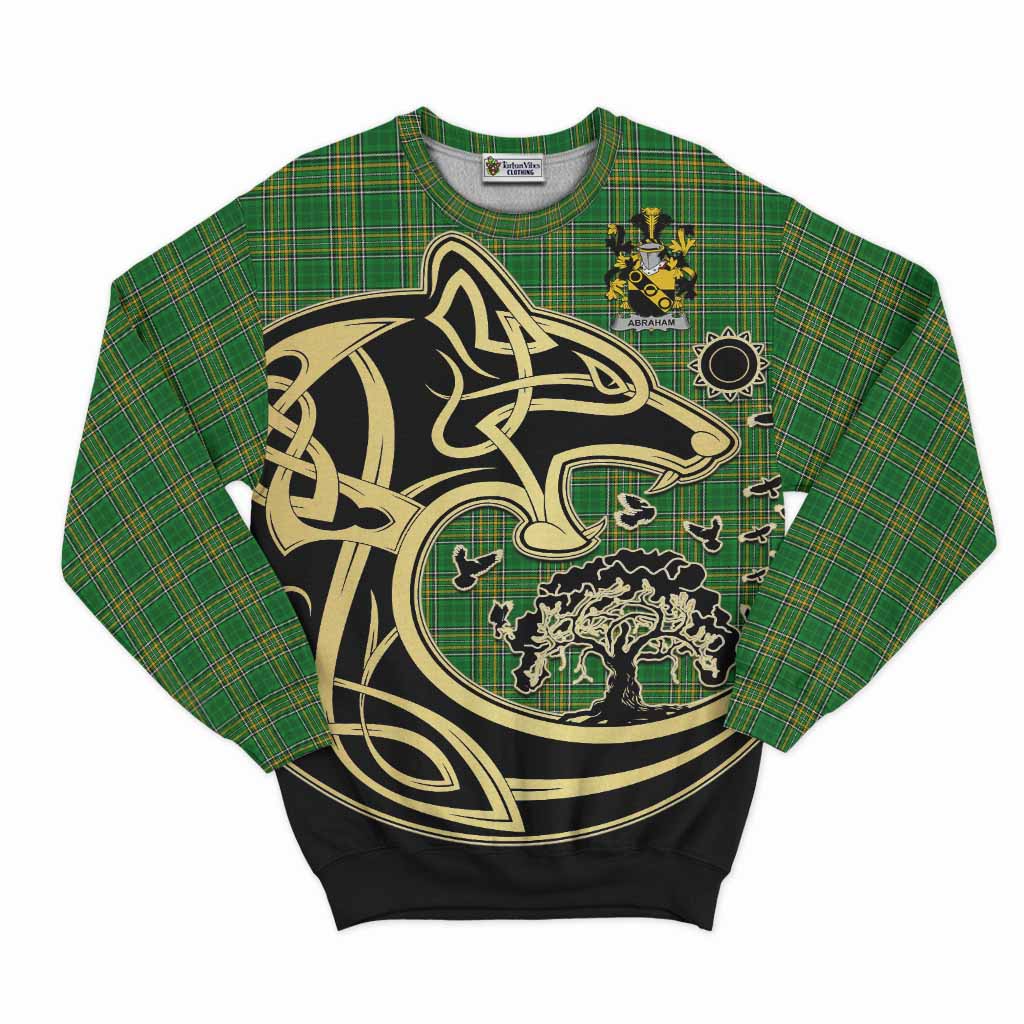 Tartan Vibes Clothing Abraham Irish Tartan Sweatshirt with Coat of Arms Celtic Wolf Style