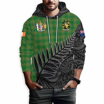 Abraham Irish Clan Tartan Hoodie with Coat of Arms New Zealand Silver Fern Half Style