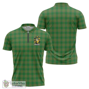 Abraham Irish Clan Tartan Zipper Polo Shirt with Coat of Arms