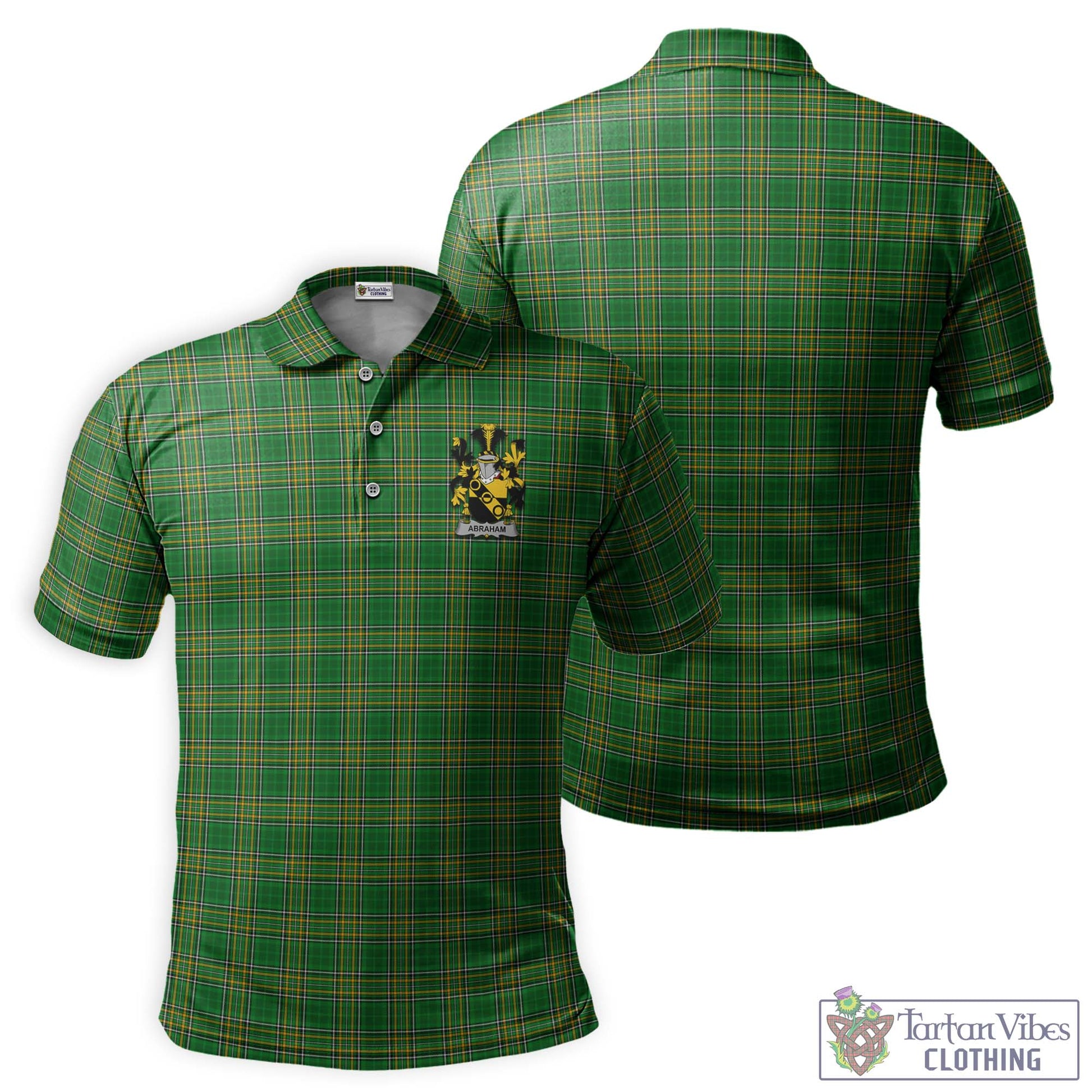 Abraham Irish Clan Tartan Men's Polo Shirt with Coat of Arms - Tartan Vibes Clothing