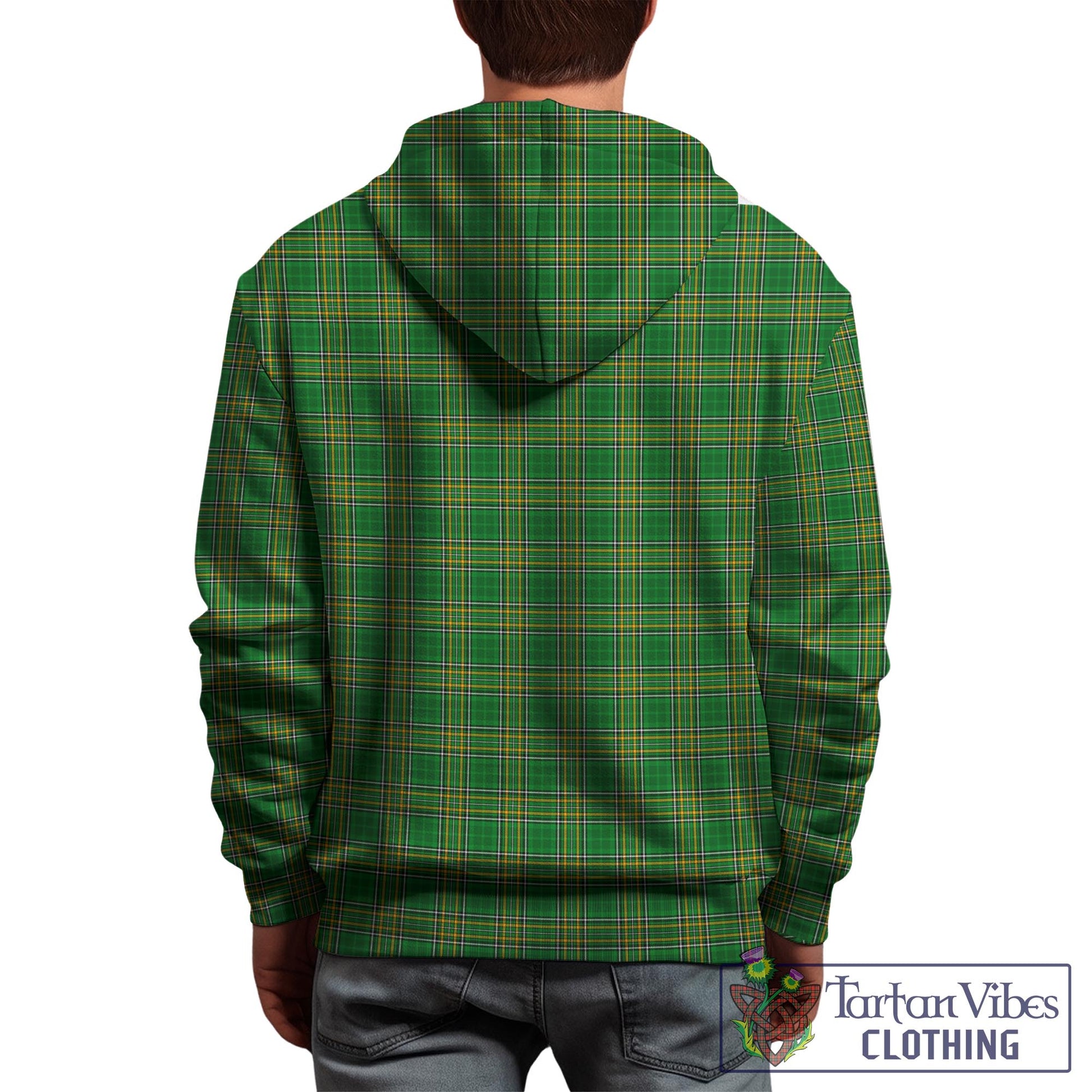 Tartan Vibes Clothing Abraham Ireland Clan Tartan Hoodie with Coat of Arms