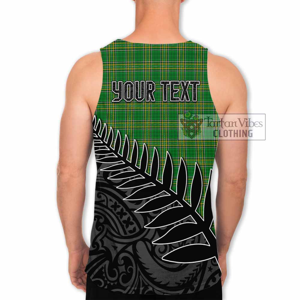 Tartan Vibes Clothing Abraham Irish Clan Tartan Men's Tank Top with Coat of Arms New Zealand Silver Fern Half Style