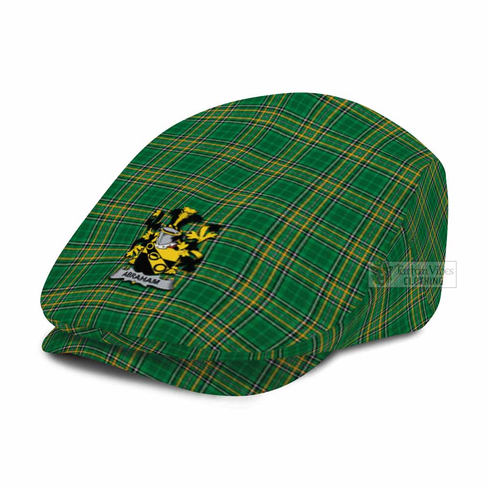Abraham Irish Clan Tartan Jeff Cap, Tartan Flat Cap with Coat of Arm - Tartan Vibes Clothing