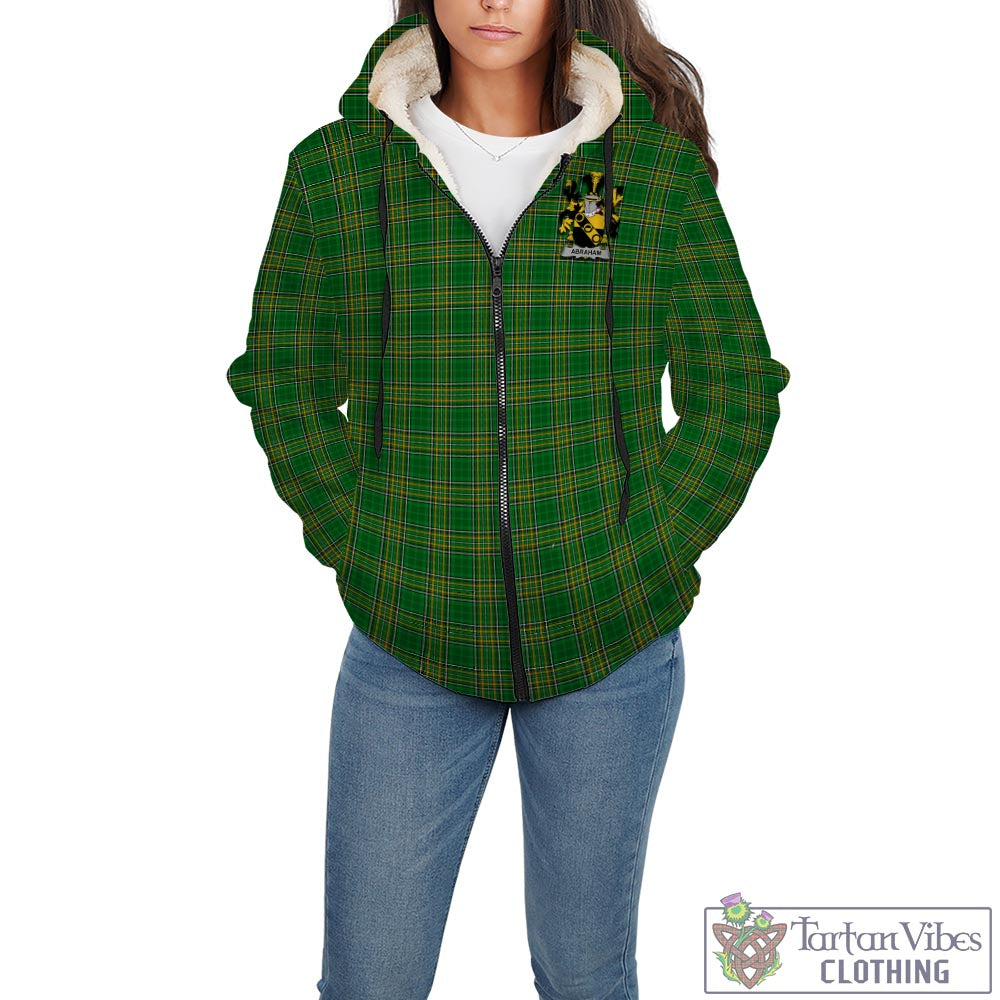 Tartan Vibes Clothing Abraham Ireland Clan Tartan Sherpa Hoodie with Coat of Arms