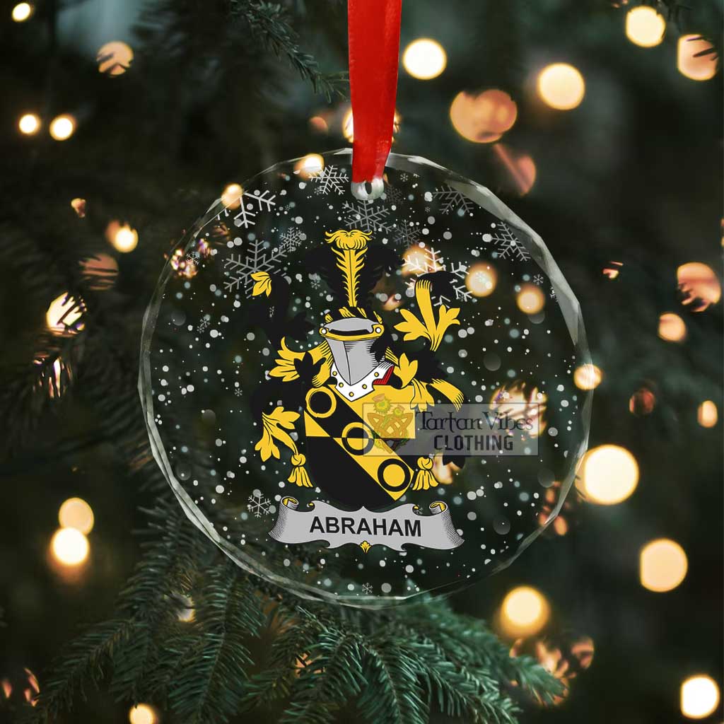 Tartan Vibes Clothing Abraham Irish Clan Christmas Glass Ornament with Coat of Arms