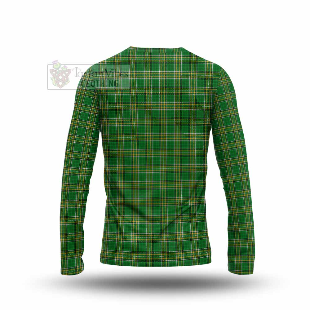 Tartan Vibes Clothing Abraham Irish Clan Tartan Long Sleeve T-Shirt with Coat of Arms