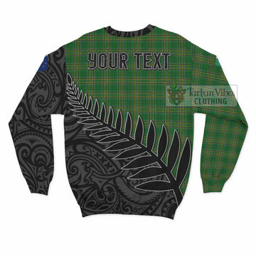 Abraham Irish Clan Tartan Sweatshirt with Coat of Arms New Zealand Silver Fern Half Style