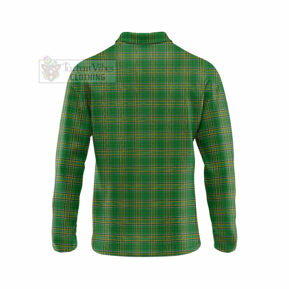 Abraham Irish Clan Tartan Long Sleeve Polo Shirt with Coat of Arms - Tartan Vibes Clothing