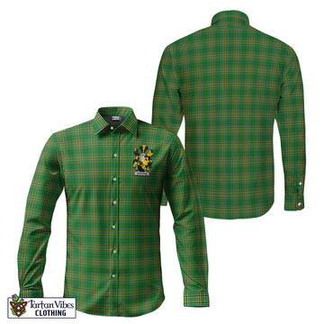 Abraham Irish Clan Tartan Long Sleeve Button Up with Coat of Arms