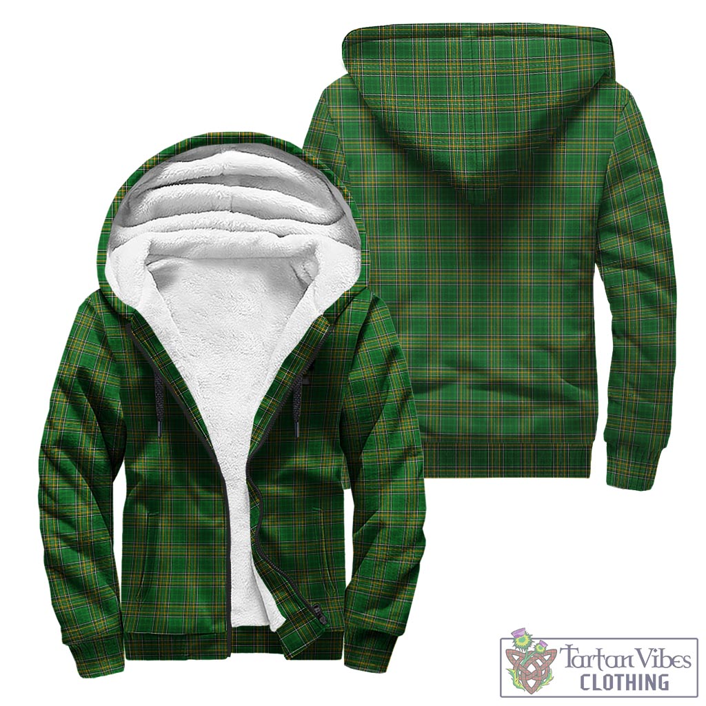 Tartan Vibes Clothing Abraham Ireland Clan Tartan Sherpa Hoodie with Coat of Arms