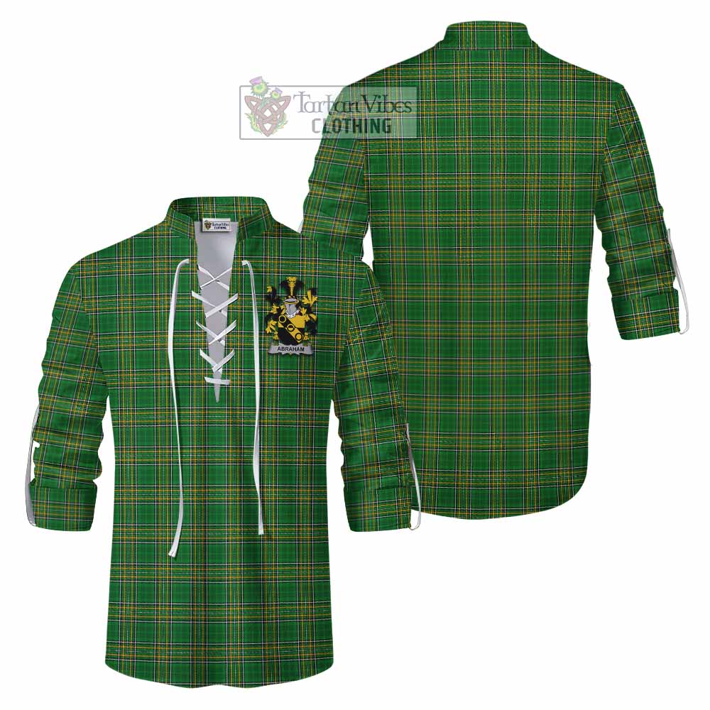 Tartan Vibes Clothing Abraham Irish Clan Tartan Ghillie Kilt Shirt with Coat of Arms