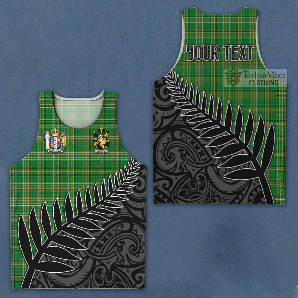 Tartan Vibes Clothing Abraham Irish Clan Tartan Men's Tank Top with Coat of Arms New Zealand Silver Fern Half Style