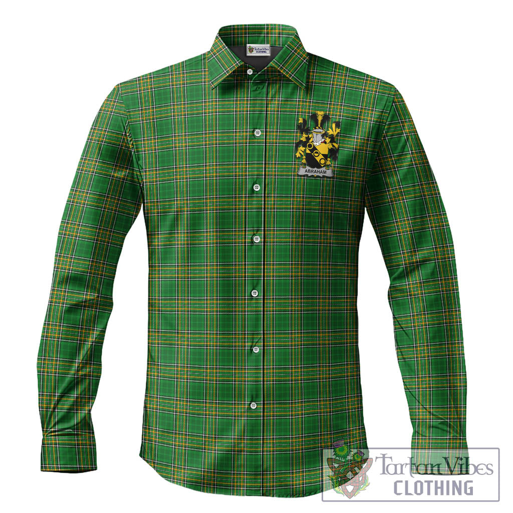 Tartan Vibes Clothing Abraham Ireland Clan Tartan Long Sleeve Button Up with Coat of Arms