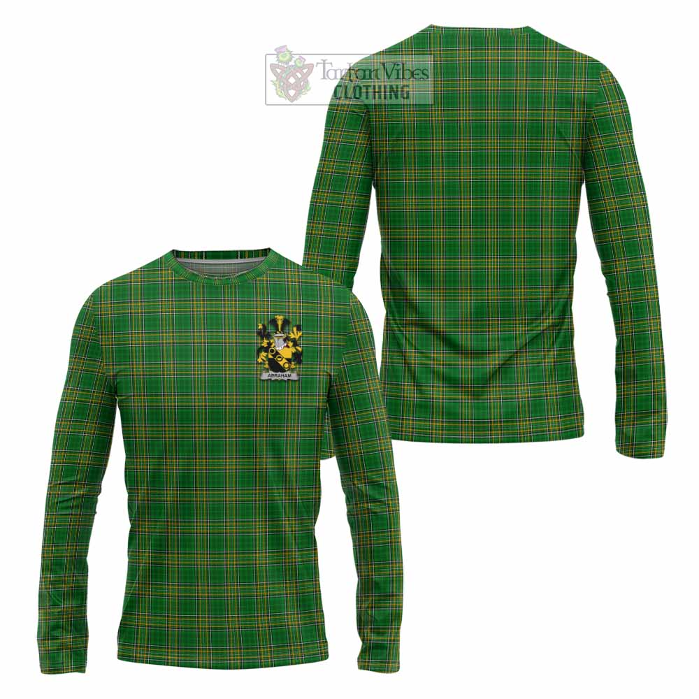 Tartan Vibes Clothing Abraham Irish Clan Tartan Long Sleeve T-Shirt with Coat of Arms